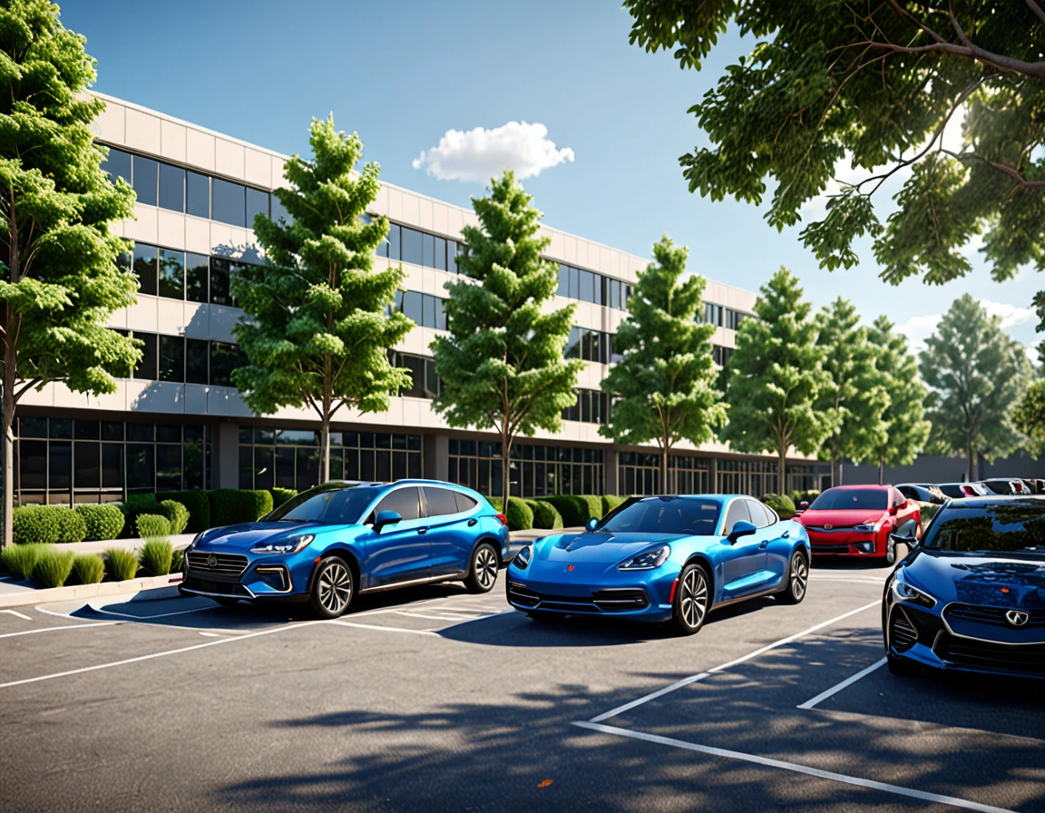 cars parked in a parking lot with trees in the foreground,university parking, detailed rendering, a photorealistic rendering, realistic rendering, photorealistic rendering, realistic scene, photorealistic streetscape, cg rendering, rendered in lumion pro, realistic physical rendering, digital rendering, beautiful rendering, 3d rendering!, 3 d rendering!, hyper detailed scene, architectural rendering