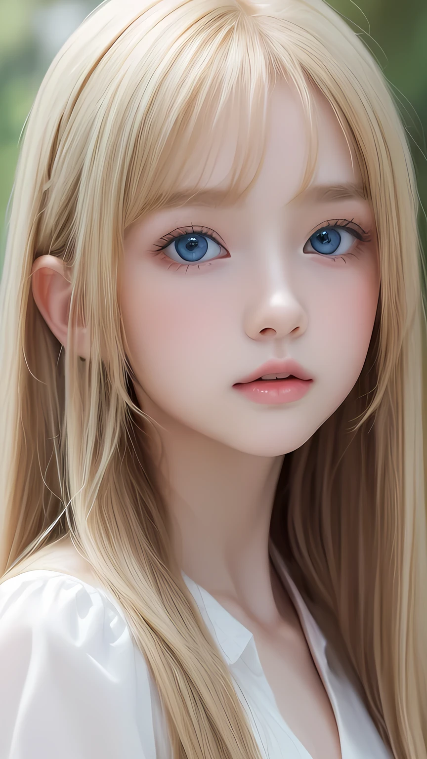 high quality、最high quality、Photorealistic、Raw photo、Real、超Real8K CG、Super detailed、High resolution、masterpiece、1 Girl、Super long hair、Light blonde hair、Bright Blue Eyes、Detailed face and eyes、Close-up、Intricate details、Detailed Texture、details、details、A perfectly beautiful face、Messy silky beautiful light blonde hair、Beautiful cute girl 、Very beautiful beautiful bright pale sky blue big eyes、Very super long beautiful blonde silky shiny hair、Long beautiful bangs、Very big eyes、Small Face Beauty、eyeliner、very white shiny skin、Gloss Face、Cheek gloss、Hair above the eyes、片Hair above the eyes、Hair between the eyes、