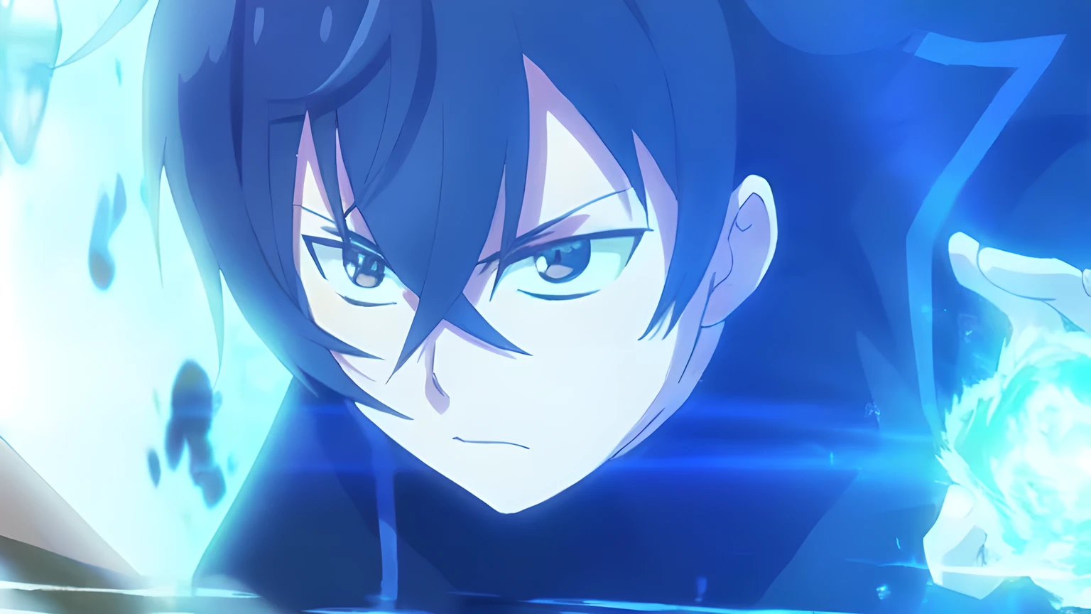 anime character with yellowish brown eyes and black hair holding a glowing ball, okata kazuto, kirito, still from the TV anime, young anime man, today's featured anime yet, anime still image, male anime character, sword art online, still from the anime, in the anime film, anime moe art style, sao style anime, shuushuu anime image, alicization