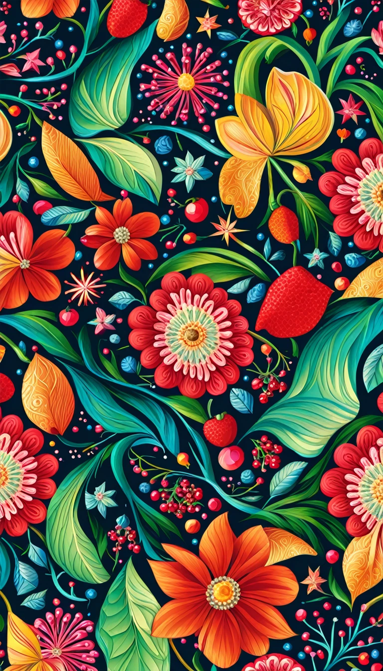 Seas of ((Colorful BUTERFLY, BEAUTIFUL FLORAL)) (ALOT OF SMALL STARS) In the ((((BLACK BACKGROUND)))) — ((GOLDEN stars)) colorful BERRIES, ((WHITE FLOWER)) jewels, ((COLORFUL erfly)), ((GREEN LEAFY FLORA)), (strawberry), ROSE CHERRY ((COLORFUL SMALL GEM STONE JEWEL)) ((FIREFLY)|| (embroidery) seamless pattern, fruit, butty, diamond, pearls, Best quality, masterpiece, ultra high res, (photo realistic:1.4), surrealism, dream-like, ((abstract art)), vector arts,) (8k, RAW photo, best quality, masterpiece:1.2, Sharp image, vector) — a close up of a STAR pattern, STAR wallpaper, ornate STAR, STAR pattern, STAR explosion, STAR! intricate, STAR JEWELs colorful, chinoiserie pattern, VECTOR wallpaper, STAR renewal, with colorful JEWELs and plants, STAR dream, garden JEWELs pattern, STAR patterned skin, STAR design, STAR motives, boho STAR vines,