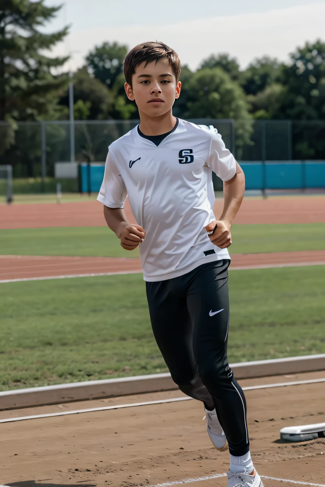 athlete boy running on a track
