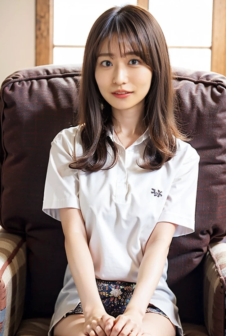 ((Blushing、Both hands are in front of the navel、A photo of her panties showing through a short polo shirt、Hands roll up shirt、She is wearing a white polo shirt and luxurious white panties.、:1.4))、Being in the living room、Length cream hair color、Her huge breasts are obvious even through her clothes..、Small earrings、Light brown hair color、:1.4))、Shiny Hair、Light beige hair color、Background Blur、Light brown hair、{{Cowgirl Shot}}、((Close-up shot from the waist up、Big Breasts:1.4))、Big Breasts、にっこりsmile、服からでも分かるBig Breasts、Cowboy Shot、素敵なsmile、((Revealing clothing))、Full body photo、ring、Tuck your hair behind one ear、Silver Necklace、smile、Caustics、Highly detailed photos、Big Breasts、Super no makeup、(8K、RAW Photos、Highest quality、masterpiece:1.2)、(Realistic、Realistic)、1 Girl、((Big Breastsショートヘア、Looking into the camera:1.4))、Hair blowing in the wind