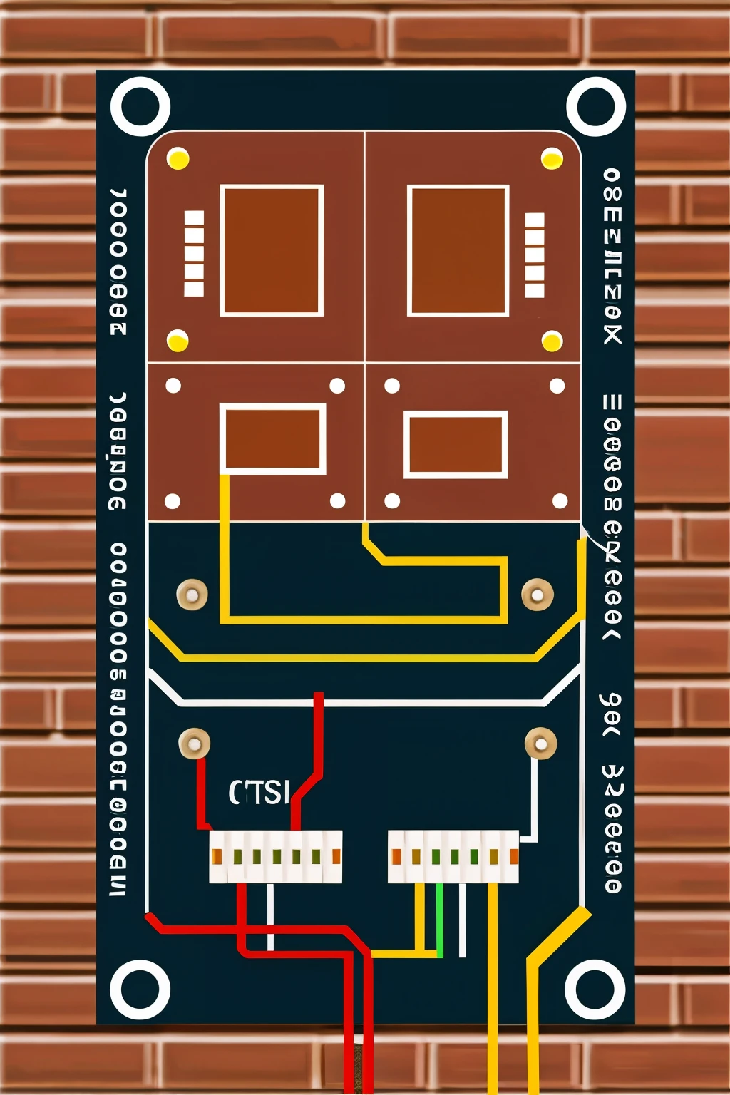draw a realistic brick with msi logic circuits and combinational circuits