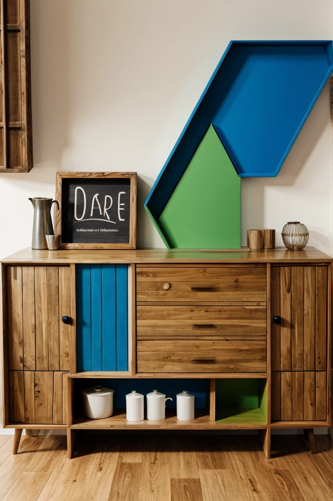 A logo of a furniture company made of recycled materials 
