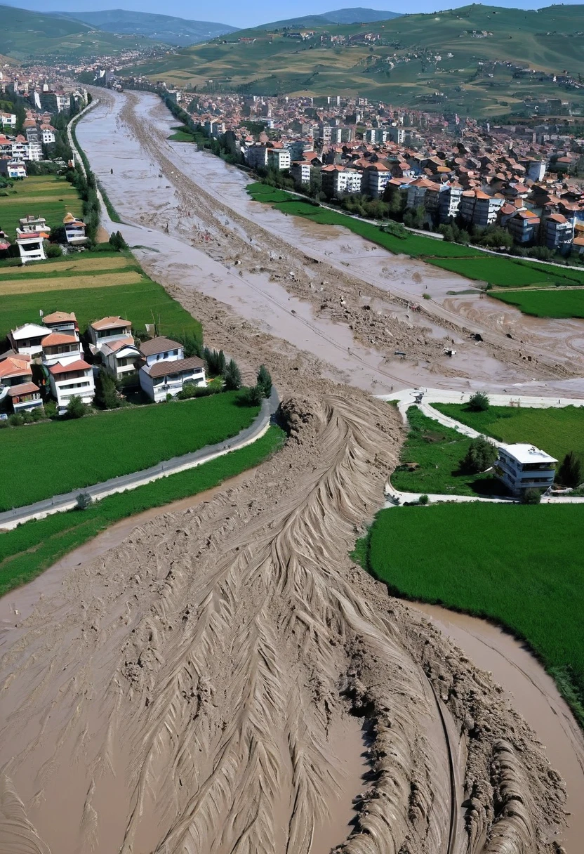 Impressive mud tsunami hits the city of Erzincan, Turkey