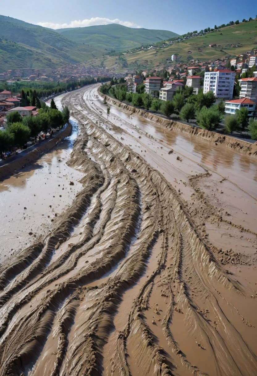 Impressive mud tsunami hits the city of Erzincan, Turkey