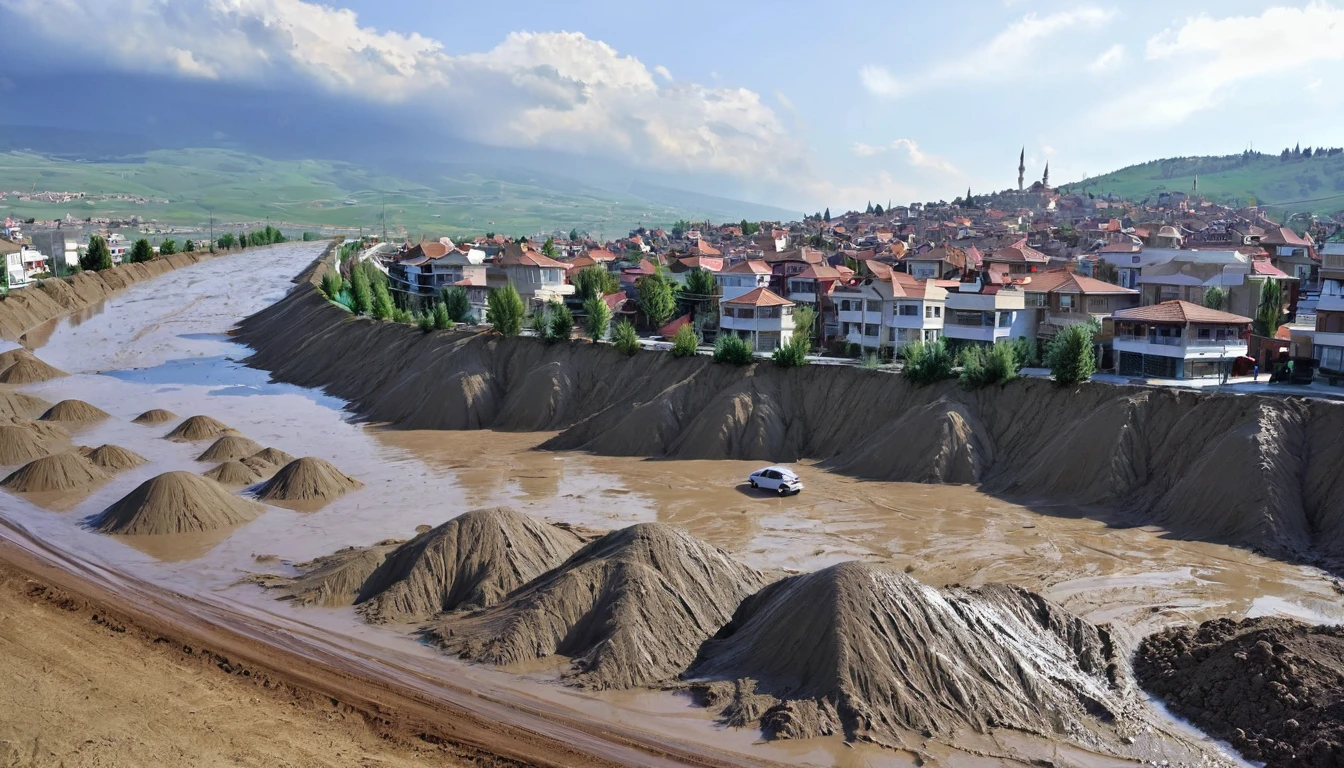 Impressive mud tsunami hits the city of Erzincan, Turkey