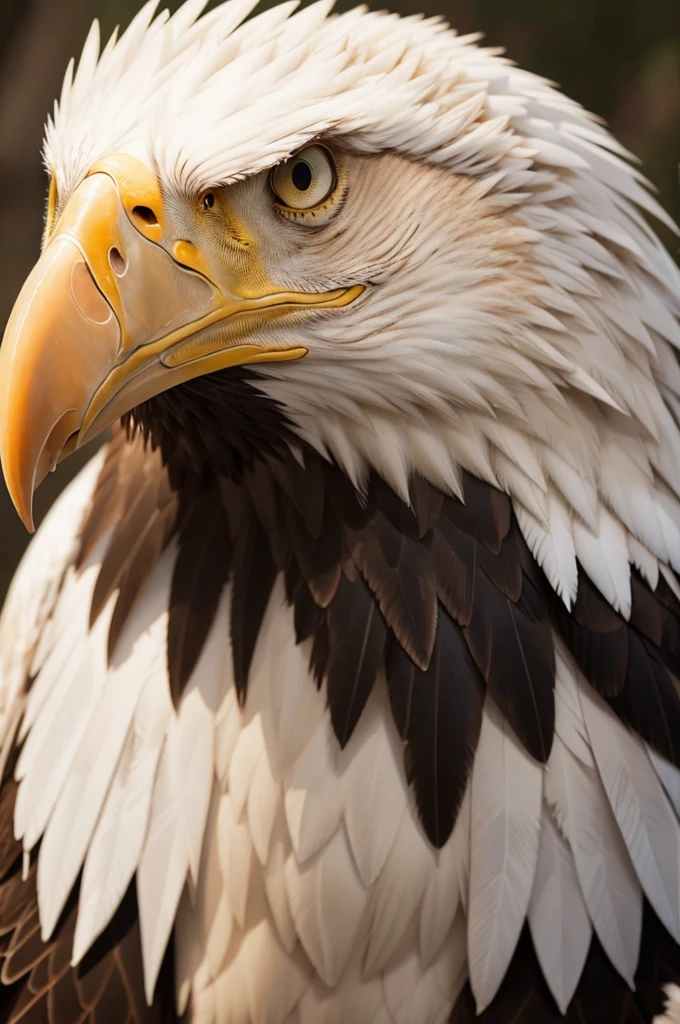 Realistic eagle face looking down