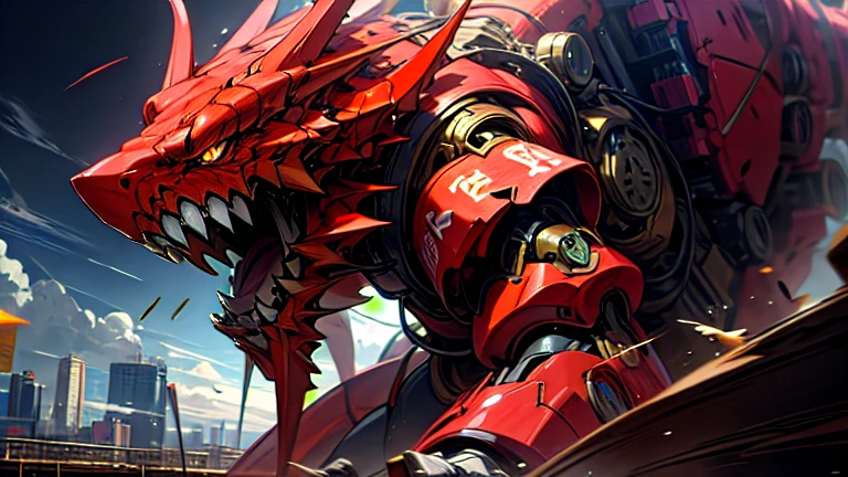 masterpiece、Highest quality、high resolution、8K、Giant dragon robot、battle