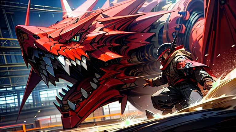 masterpiece、Highest quality、high resolution、8K、Giant dragon robot、battle