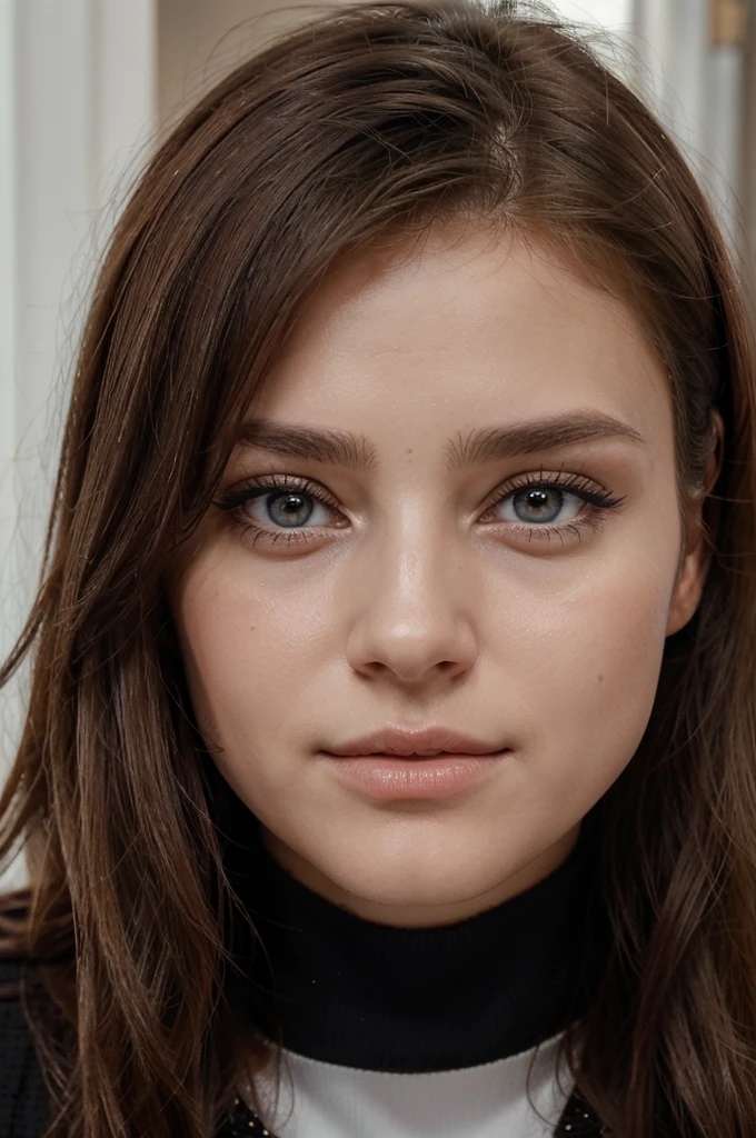 Créer une image d'une jeune fille avec de beaux cheveux bruns, des yeux captivants et un visage attrayant. Les traits de son visage doivent être harmonieux, la bouche ouverte façon joyeuse. Ses cheveux doivent être longs et brillants, encadrant délicatement son visage. Les yeux doivent être expressifs, de préférence avec une couleur riche et profonde. L'ensemble de son apparence doit dégager une beauté naturelle et une aura de gentillesse