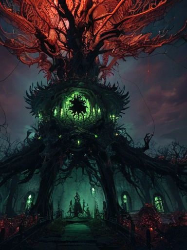 (extremely detailed 8k wallpaper), a medium shot photo of scary Grim dressed as a green leaf-monster in an armour made of red glowing wires from marvel, theme, intricate, high detail, dramatic, old scary building with a leaves in the background