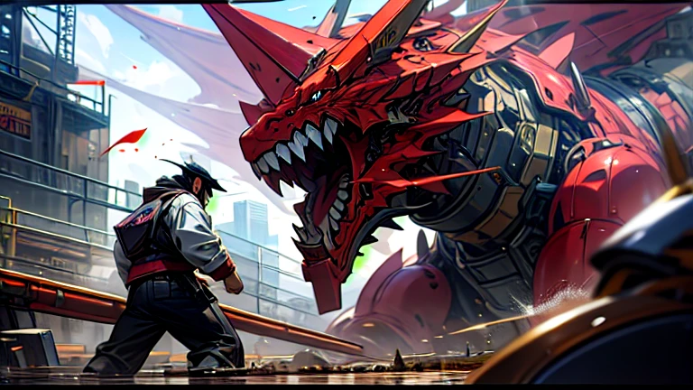 masterpiece、Highest quality、high resolution、8K、Giant dragon robot、battle