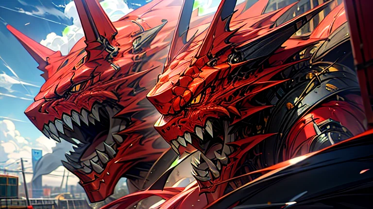 masterpiece、Highest quality、high resolution、8K、Giant dragon robot、battle