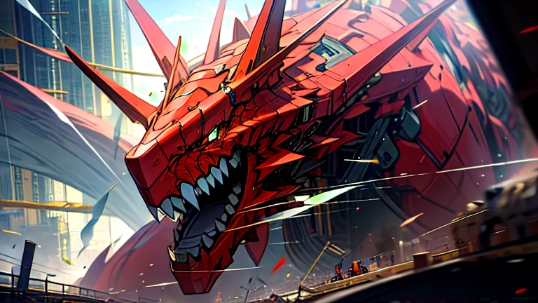 masterpiece、Highest quality、high resolution、8K、Giant dragon robot、battle