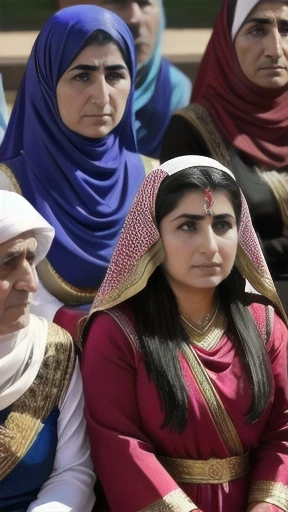 group of Assyrians people  gathered focus on their faces