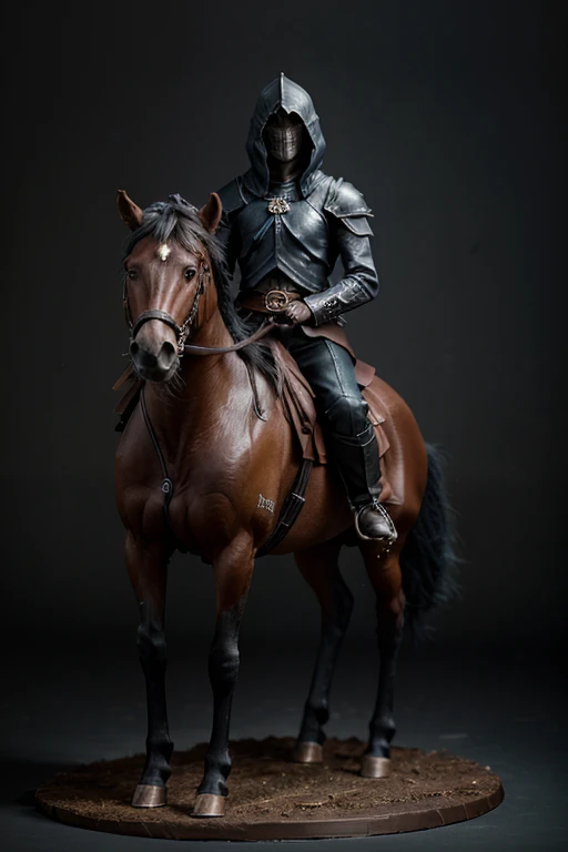 full body shot of tabletop painted miniature of nazgul on a horse, 
studio photo, realistic colors, hdr, 4k, extremely detailed, detailed face and eyes, 
award wining miniature, best quality, stunning photo, masterpiece, great anatomy
