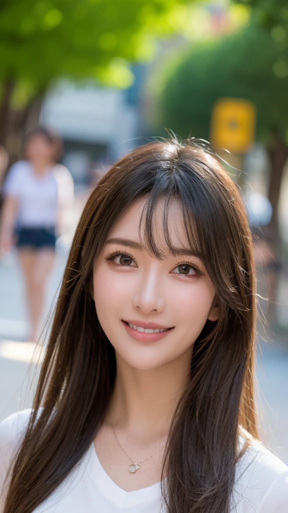 masutepiece, Best Quality, Illustration, Ultra-detailed, finely detail, hight resolution, 8K Wallpaper, Perfect dynamic composition, Beautiful detailed eyes, doress,Natural Color Lip, Random and sexy poses,Smile,Aoyama Street Walk