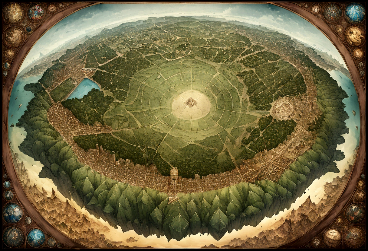 Mapa de estilo mundial Tokkien de la Tierra Media, digital painting, highly detailed, epic proportions, grand scale, masterfully crafted, 8k, award-winning digital art, satelital view