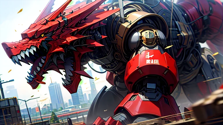 masterpiece、Highest quality、high resolution、8K、Giant dragon robot、battle