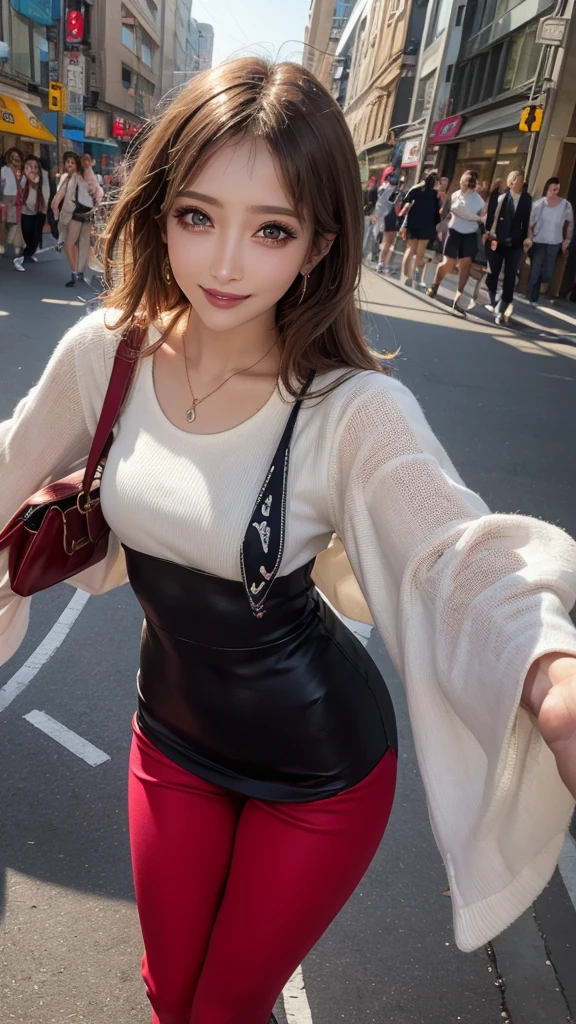 masutepiece, Best Quality, Illustration, Ultra-detailed, finely detail, hight resolution, 8K Wallpaper, Perfect dynamic composition, Beautiful detailed eyes, doress,Natural Color Lip, Random and sexy poses,Smile,Aoyama Street Walk