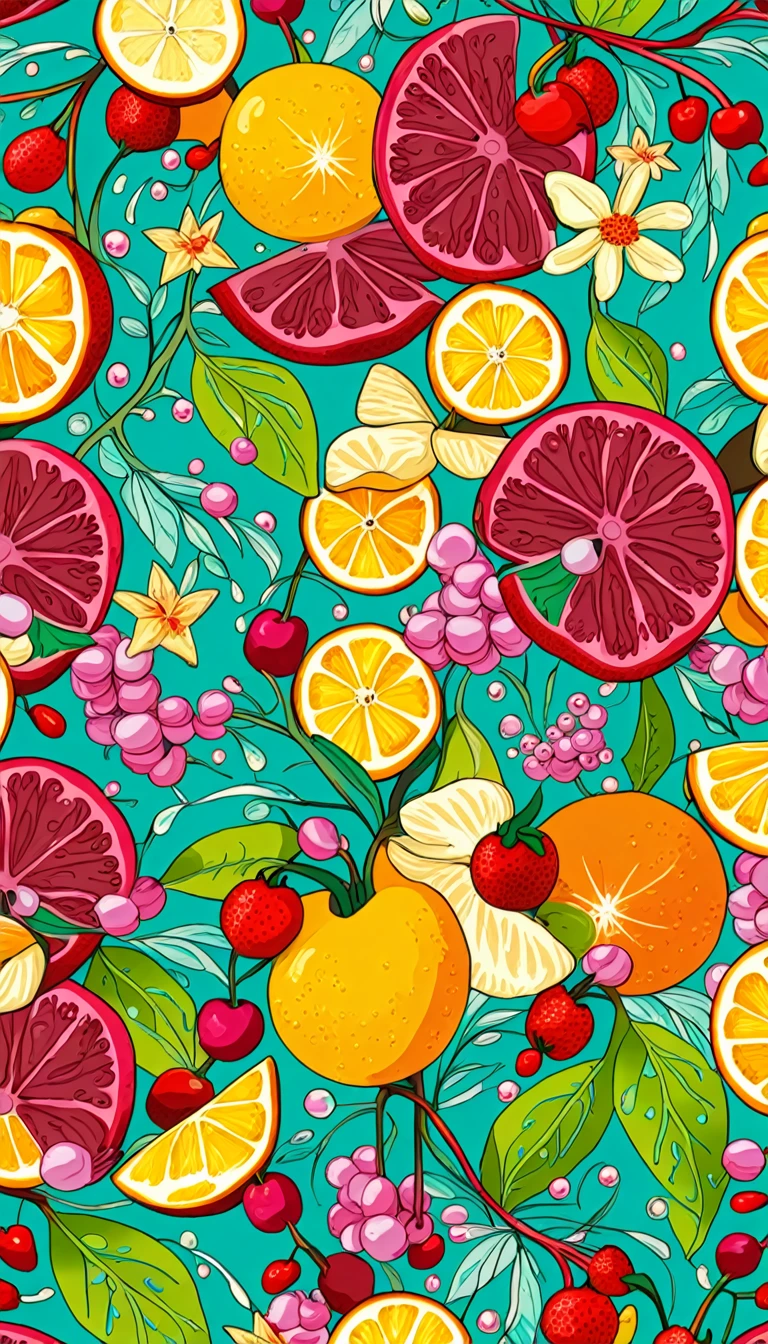 Seas of ((Colorful TROPICAL BIRD)) (ALOT OF FRUITS FRUIT, LEMON, CITRUS) In the (((CYAN BLUE BACKGROUND)))) — ocean breeze SUMMER VIBE PATTERN, sun-bleached driftwood, and a touch of salty sea air. ((GOLDEN FRUITSs)) colorful BERRIES, ((WHITE FLOWER)) jewels, ((COLORFUL butterfly)), ((GREEN LEAFY FLORA)), (strawberry), ROSE CHERRY ((COLORFUL SMALL GEM STONE JEWEL)) ((FIREFLY)|| (embroidery) seamless pattern, fruit, butterfly, diamond, pearls, Best quality, masterpiece, ultra high res, (photo realistic:1.4), surrealism, dream-like, ((abstract art)), vector arts,) (8k, RAW photo, best quality, masterpiece:1.2, Sharp image, vector) — a close up of a FRUITS pattern, FRUITS wallpaper, ornate FRUITS, FRUITS pattern, FRUITS explosion, FRUITS! intricate, FRUITS JEWELs colorful, chinoiserie pattern, VECTOR wallpaper, FRUITS renewal, with colorful JEWELs and plants, FRUITS dream, garden JEWELs pattern, FRUITS patterned skin, FRUITS design, FRUITS motives, boho FRUITS vines,