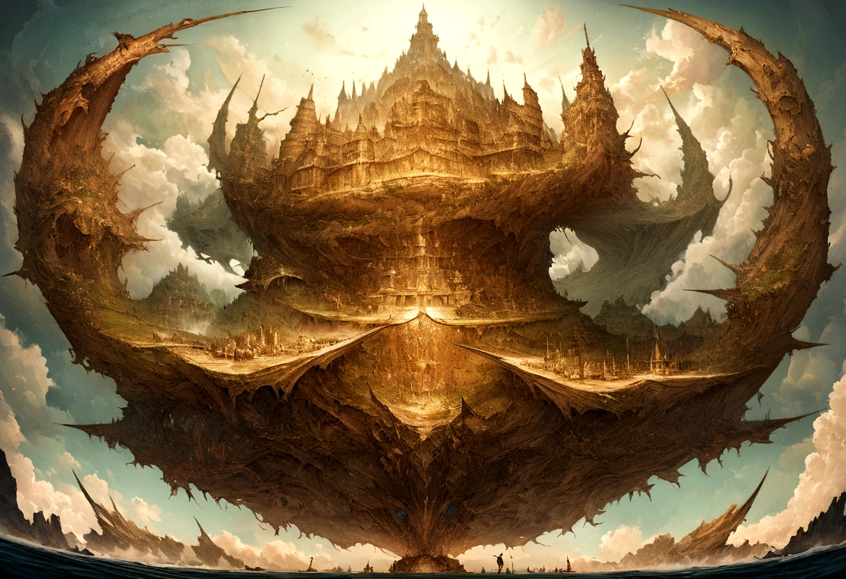 Mapa de estilo mundial Tokkien de la Tierra Media, digital painting, highly detailed, epic proportions, grand scale, masterfully crafted, 8k, award-winning digital art,