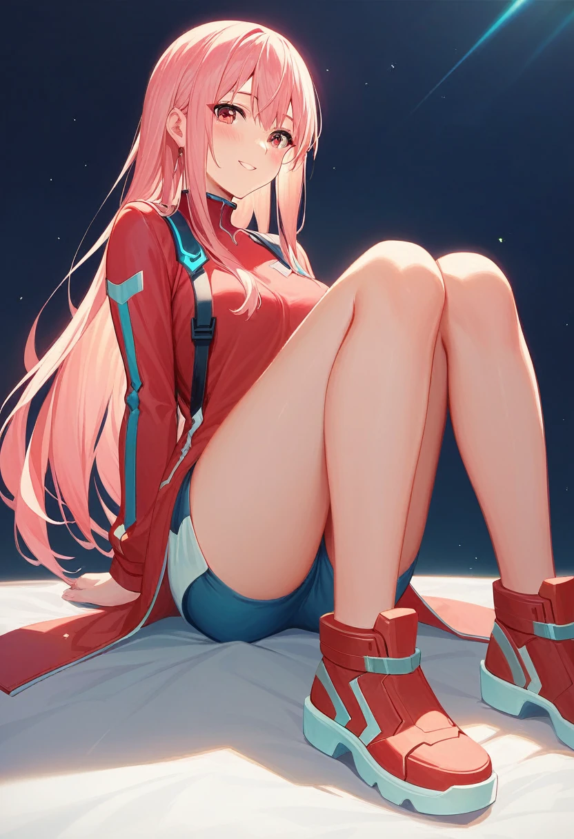 score_9, score_8, score_7_up, ((Best resolution)), ((high quality:1.2)), Work of art, 8k, extremely detailed, ((High detail:1.2)), Sakimi-chan, (Zero Two), a girl with 18 years old,