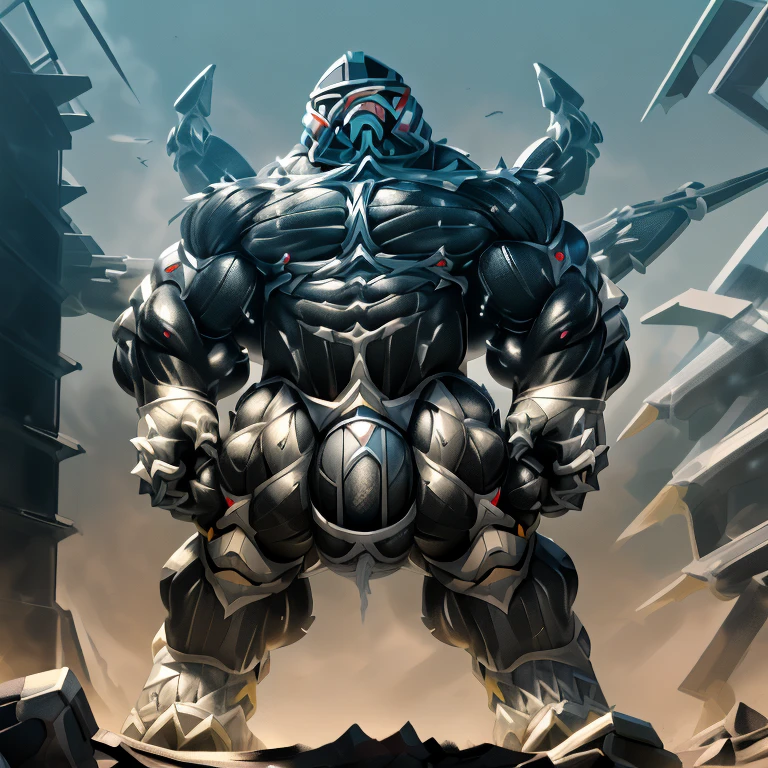 MONOMASA, (gigantic muscles), 8K, Masterpiece, highres, future fiction. Detailed head, Detailed Body, full body, Detailed abs, wearing crNanosuit, big muscle (pecs, triceps, traps) unusually developed muscular body, body full of huge muscles. showing off muscles, pectorales enormes. Exaggeratedly huge muscles. Gigachad Muscular, gigantic muscles, Colossal giant NANOSUIT over a battlefield, 
The claws are sharp,
Sharp teeth,
Spread wings, have big wings.
nj5furry, micro city, nj5furry, hyper penis (black color), long legs,