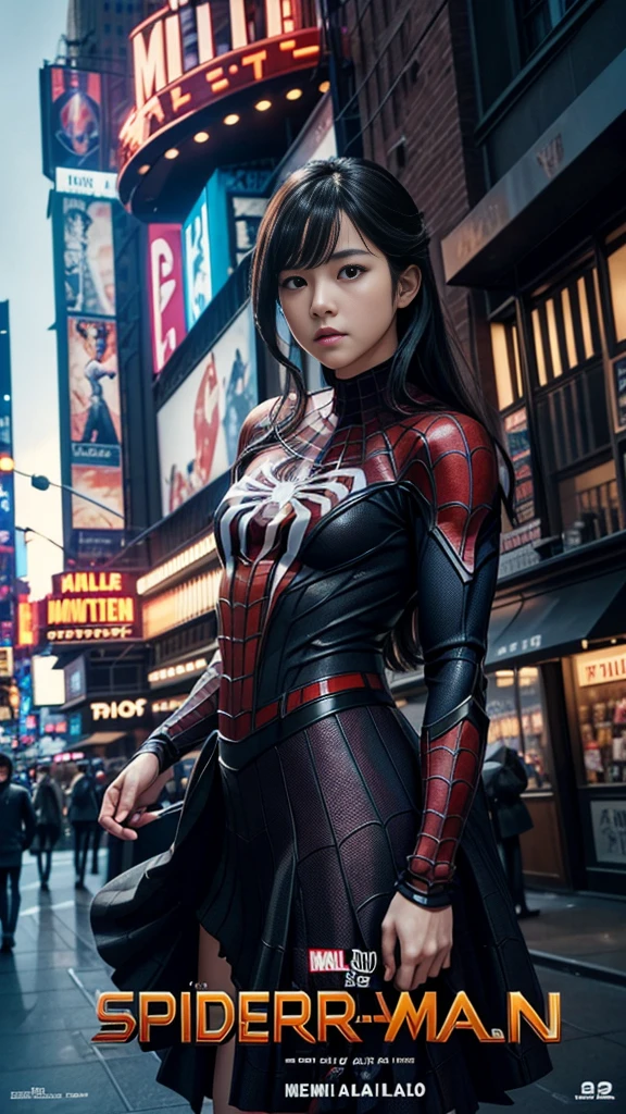break・ライヴリー、マーベルコミックの映画Poster、so beautiful、Movies about Spider-Man、sexy、whole body、Wearing a skirt、Premiere Date、Poster、belly buttonを突き出す、new york、She's wearing a ripped Spiderman suit、The suit is torn、Wearing a skirt、Red and black color scheme、dynamic、masterpiece、Highest quality、Super detailed、Very detailed、Delicate and beautiful shine、Ultra-high resolution、Cinematic、break、breakドロップ、(Torn clothes:1.5)、(Wet clothes:1.4)、Bare shoulders、Real Rain、Wet Hair、belly button、Exposed Skin、sexyな肩を披露