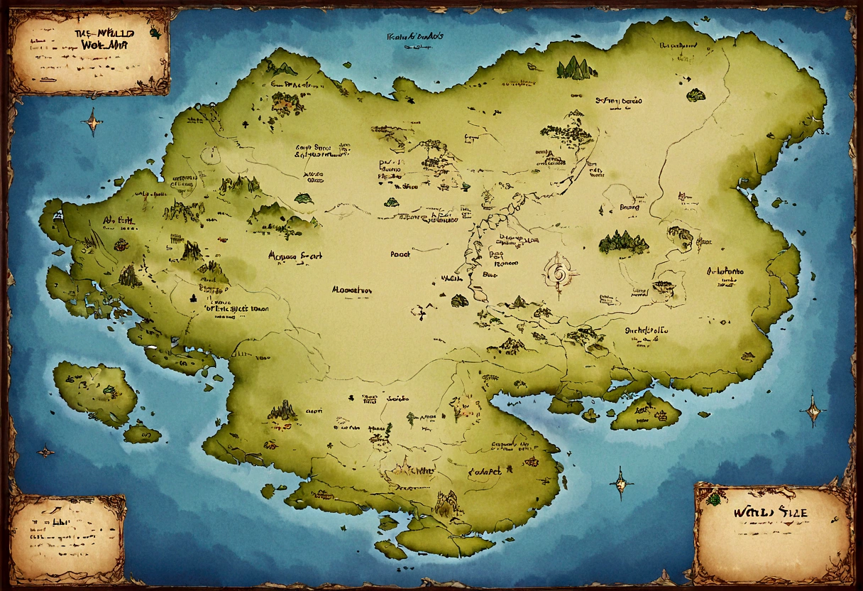 Tokkien world style map of Middle Earth, digital painting, 8k,