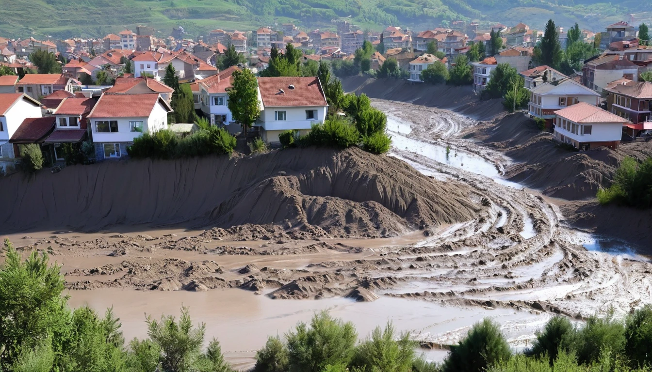 Impressive mud tsunami hits the city of Erzincan, Turkey