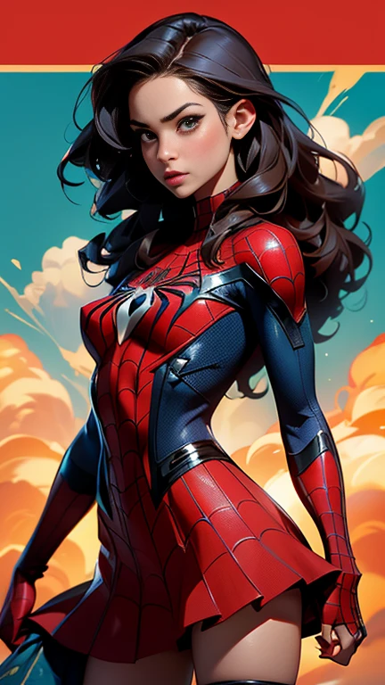 Lindsey Fonseca、マーベルコミックの映画Poster、so beautiful、Movies about Spider-Man、sexy、whole body、Wearing a skirt、Premiere Date、Poster、belly buttonを突き出す、new york、She&#39;s wearing a ripped Spiderman suit、The suit is torn、Wearing a skirt、Red and black color scheme、dynamic、masterpiece、Highest quality、Super detailed、Very detailed、Delicate and beautiful shine、Ultra-high resolution、Cinematic、break、breakドロップ、(Torn clothes:1.5)、(Wet clothes:1.4)、Bare shoulders、Real Rain、Wet Hair、belly button、Exposed Skin、sexyな肩を披露