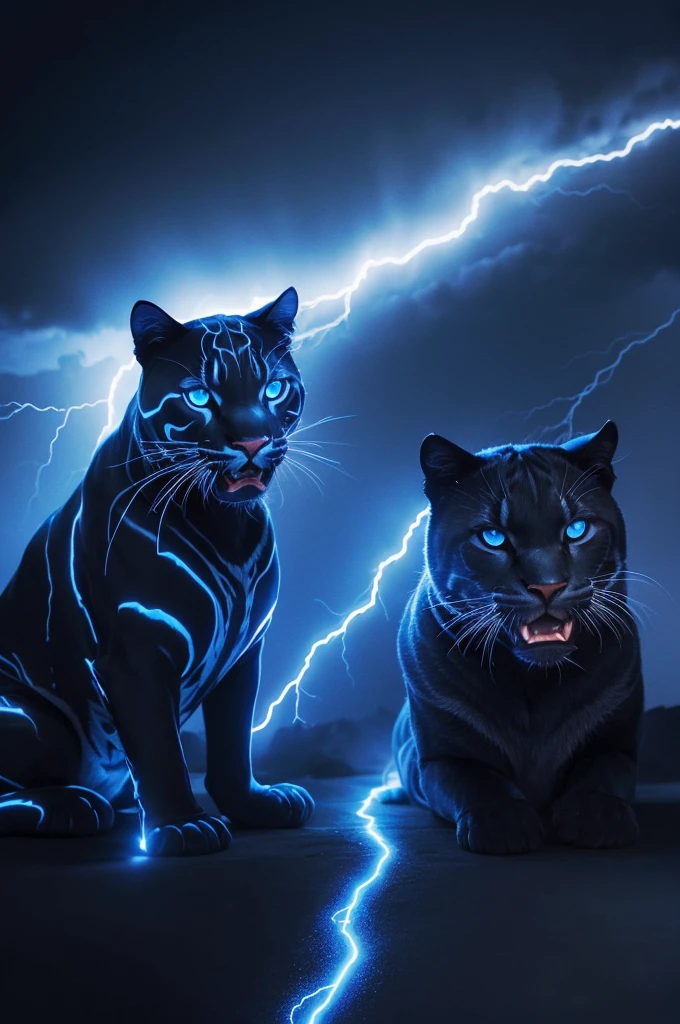 Make a shirt with dark blue lightning and a panther