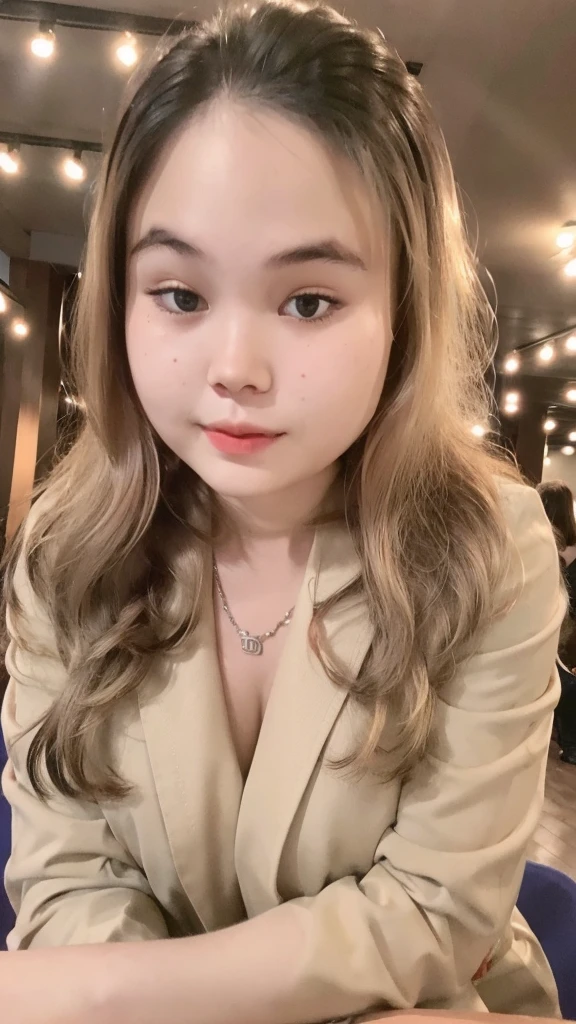 a cute girl with highly detailed eyes and face, realistic face, long brunette hair with bangs, medium chest, small waist, beautiful thighs, nude, whole body portrait, (best quality,4k,8k,highres,masterpiece:1.2),ultra-detailed,(realistic,photorealistic,photo-realistic:1.37), photography, cinematic lighting, warm colors, intricate details, dynamic pose