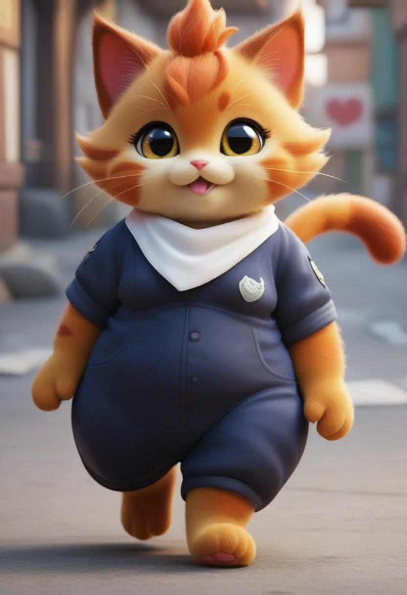 Please draw cute images in the style of 3D animation.
A quiet back alley where a plump, cute cat with ginger-colored eyes finds an old treasure map. There are old walls and garbage bags strewn about, and the light of the setting sun shines through. A cute big ginger-colored cat finds an old treasure map on the ground, and his eyes light up. The map says, ``Where is the great treasure?''
A cute big ginger cat goes on an adventure: