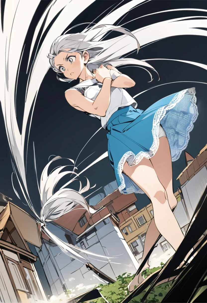 音無響子
Low - Angle、
Low - Angle、Long skirt、Hold down your skirt that is being blown up by the strong wind、Anime white panties in a strong wind、Crotch is visible
ローレグのパンツ、Color: White、
Crotch is visible、
、Lined、White lace lining、