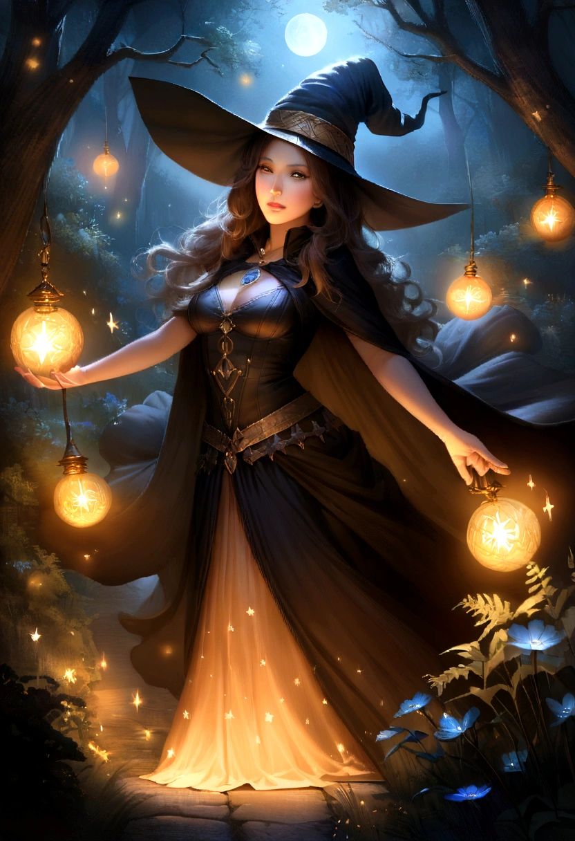 (Best Quality,4K,hight resolution),(Realistic:1.37),Witch casting orange glowing spell,Moonlight,magical fantasy forest,sparkling stars,Tree of Shadows,enchanting atmosphere,Sparkling fireflies,Mystical Orb,The witch's cloak fluttering in the wind,Ancient runic spellbooks,Cauldron emitting colorful smoke,Moonlit clearing,Whispering wind,ethereal glow,Enchanting spells,Ominous Moon,Enchanted creatures,witch's hat,atmosphere of night,glowing potions,Bewitching rituals,Fascinating flora and fauna,Otherworldly energy,Moonlit beam,The magic of crackling,Esoteric symbols,Dancing Shadows,captivating glow,Witch's Wand,Mythical existence,Deep mystical aura,Glowing eyes,Starry sky,Silence at night,Moonlit path,Seductive enchantment
