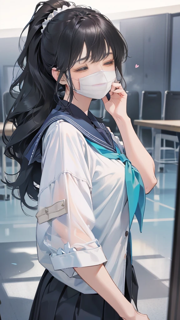(sound、Can be viewed、masterpiece、high quality、High resolution、High-end rendering、Safe at Work、Safety Sensor),Super large 、Top View、Mature Girls、(Fallacy:1.5, Shift the mask、clothing、Mesugaki Smiles:1.5, )POV sex, Hyottoko fellatio、deep throat、[WAI-ANI-NSFW-PONYXL:100],
score_9, score_8_up, score_7_up, score_6_up, score_5_up, score_4_up, masterpiece, best quality, cement,
rating_explicit,
1girl, 1man, hetero, fellatio, handjob, penis on face, mouth mask, surgical mask, face focus, (fellatio under mask:1.2), from side,
half-closed eyes, blush, heavy breathing, heart,
BREAK
15yo, li, (black hair), ponytail, wavy hair, (hair between eyes:0.7), sideburns, flipped hair, (aqua scrunchie:1.0), (large breasts:1.2),
(open clothes:1.3), shirt lift,
serafuku, white shirt, white sleeves, short sleeves, sleeves line, navy sailor collar, aqua neckerchief,

classroom, clothed female nude male,