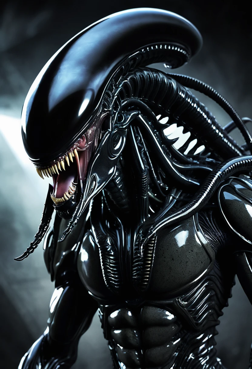 (((Very close up (((Predator fusion Xenomorph Alien the eighth passenger))),(((black color))) surreal and cinematographic images Color Splash images))),(((Front Images))),(((dreadlocks))),(((dragon balls Dragon Ball Z)))