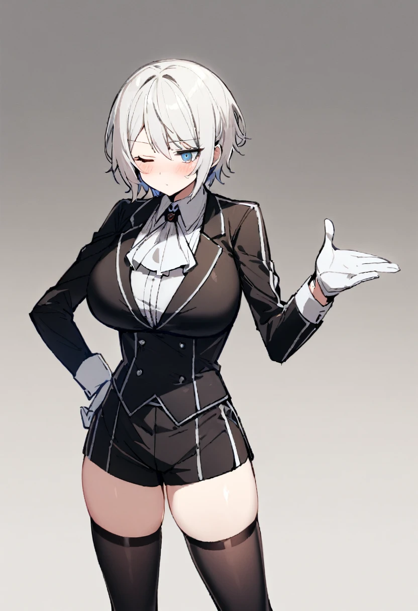 Girl, short, flat chest, bunny girl suit
