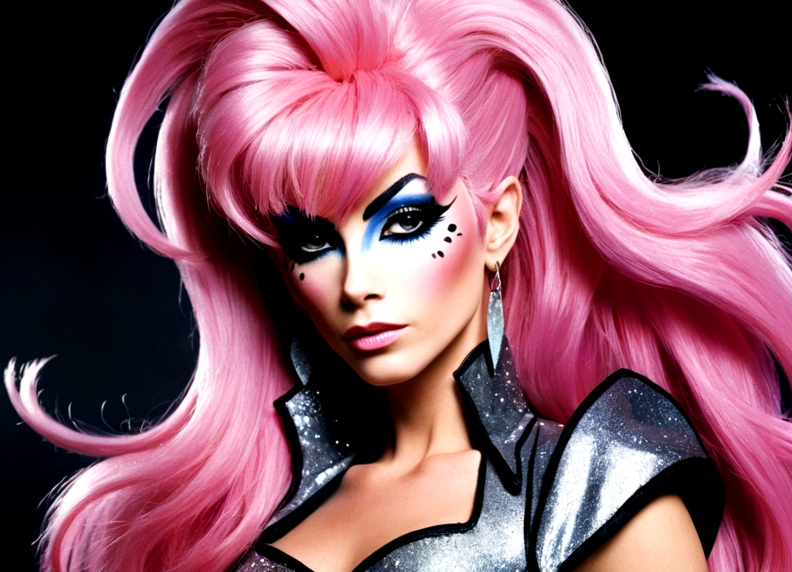 lady gaga mistique Xmen, 4K texture, long hair, high quality, extravagant hairstyle, original album cover, 8k image, futuristic, high image quality, at night, hair accessories, very realistic and defined face