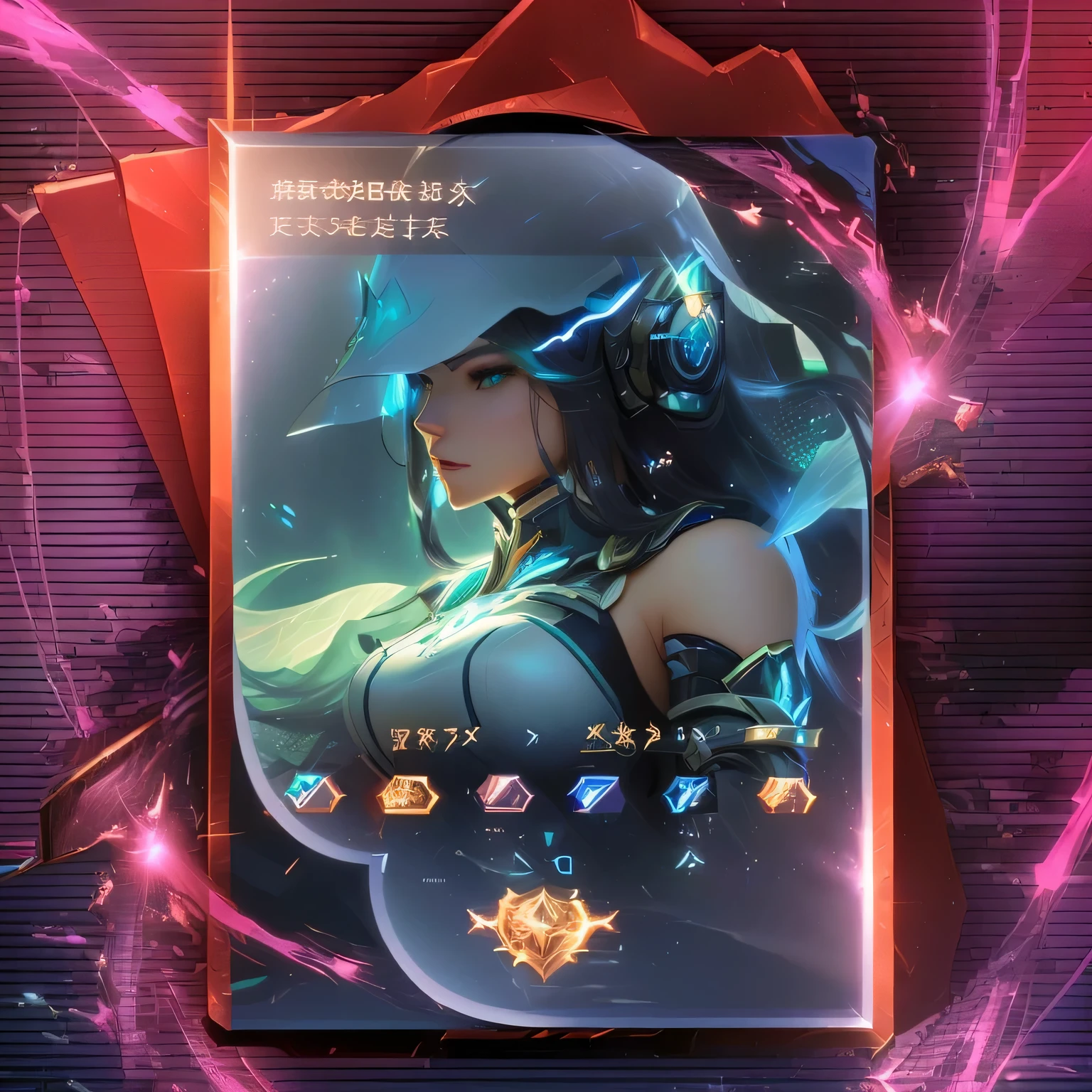 a close up of a cell phone with a picture of a woman, 8k hd wallpaperjpeg artifact, 8 k hd wallpaperjpeg artifact, ethereal and mecha theme, 8k artgerm bokeh, portrait knights of zodiac girl, irelia, android mystic, ahri, akali, arcane art style, epic battle screen of hero