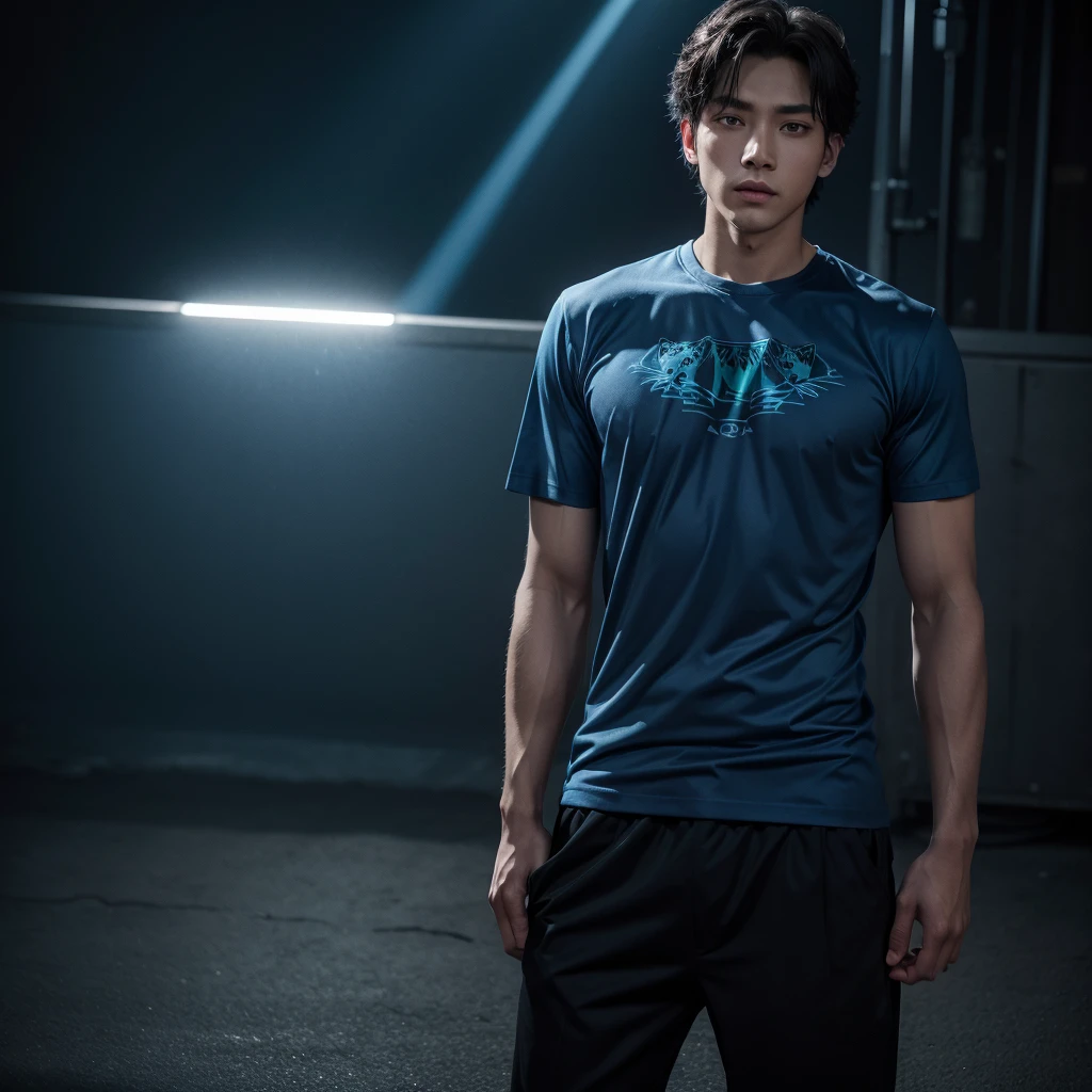 Create a shirt with dark blue and panther rays