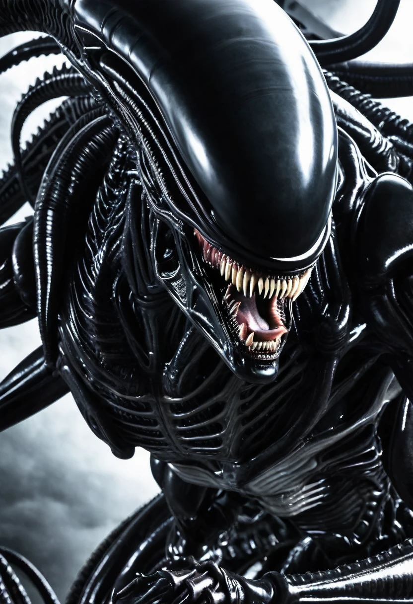 (((Very close up (((Xenomorph Alien the eighth passenger))),(((black color))) surreal and cinematographic images Color Splash images))),(((Front Images))),(((dragon balls Dragon Ball Z)))