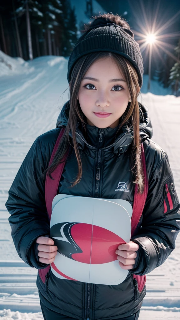 ((High school girls playing on the slopes)), (beautiful girl, Cute face, Japanese Idols), One snowboard, Detailed Snowboard, Captivate those around you, Outstanding Style, ((Detailed eyes and face, Professional photography techniques, Cinema Lighting)), Detailed hands, (Highest quality, 8K, masterpiece:1.2, RAW Photos), (Reality:1.4), View the viewer, ((Sexy snowboard wear:1.2)), (Perfect Anatomy:1.3)