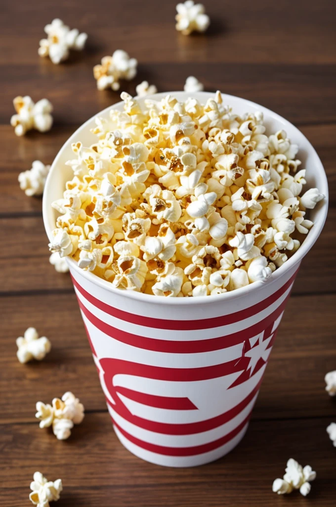 Can you create an image of popcorn with an image of a little star?
