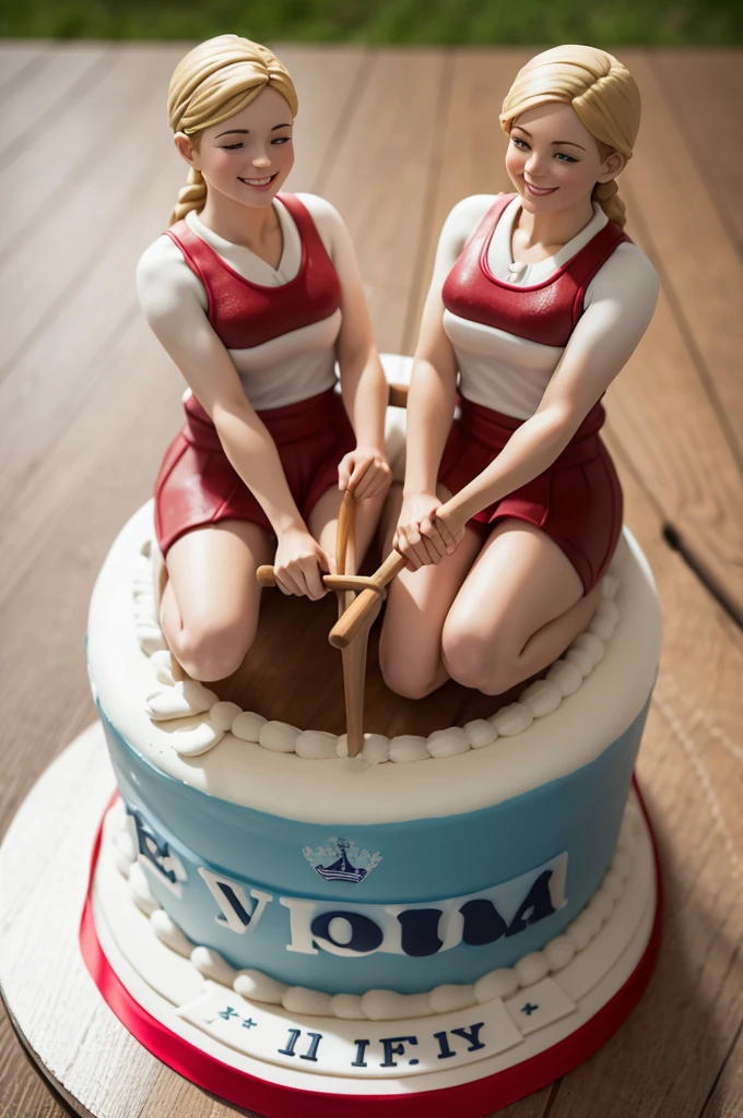 Create an image of a rowing club cake topper