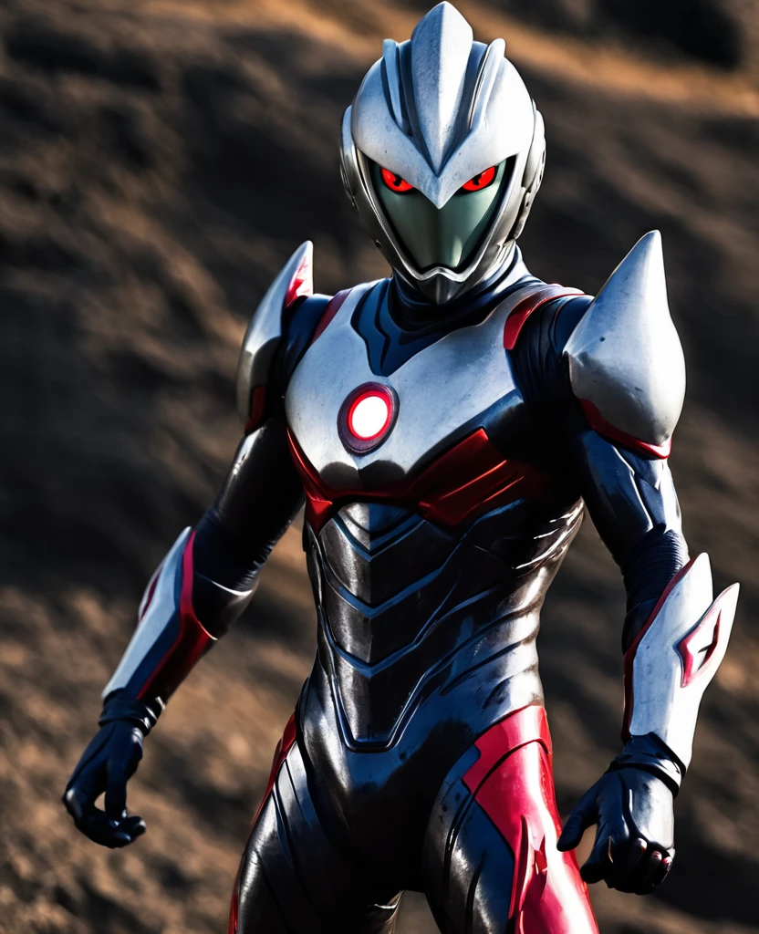 Ultraman, red eyes, dark face, dark side, red line body, full body, Ultraman dark style,