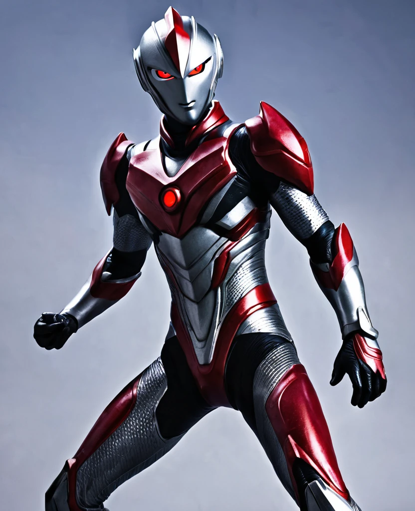 Ultraman, red eyes, dark face, dark side, red line body, full body, Ultraman dark style,